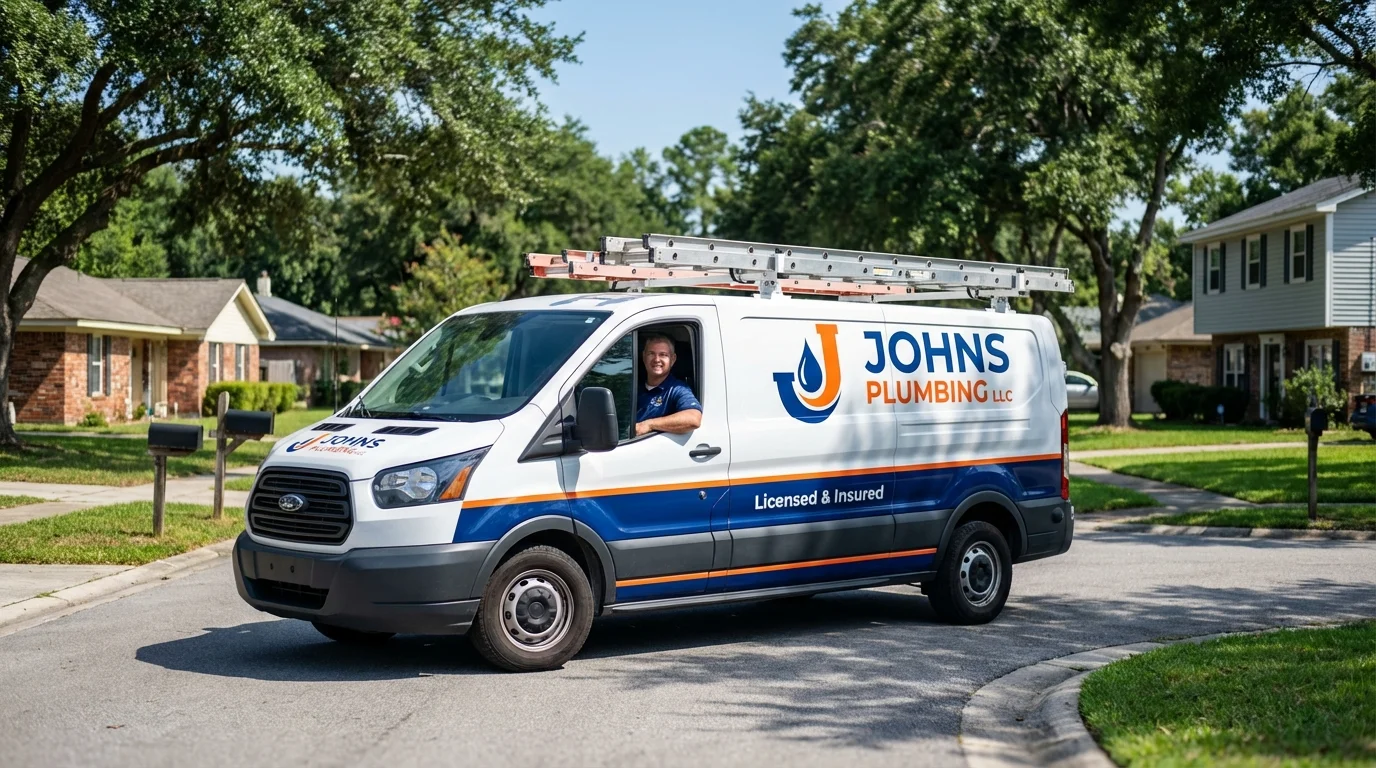 Johns Plumbing LLC service van in Avondale, PA