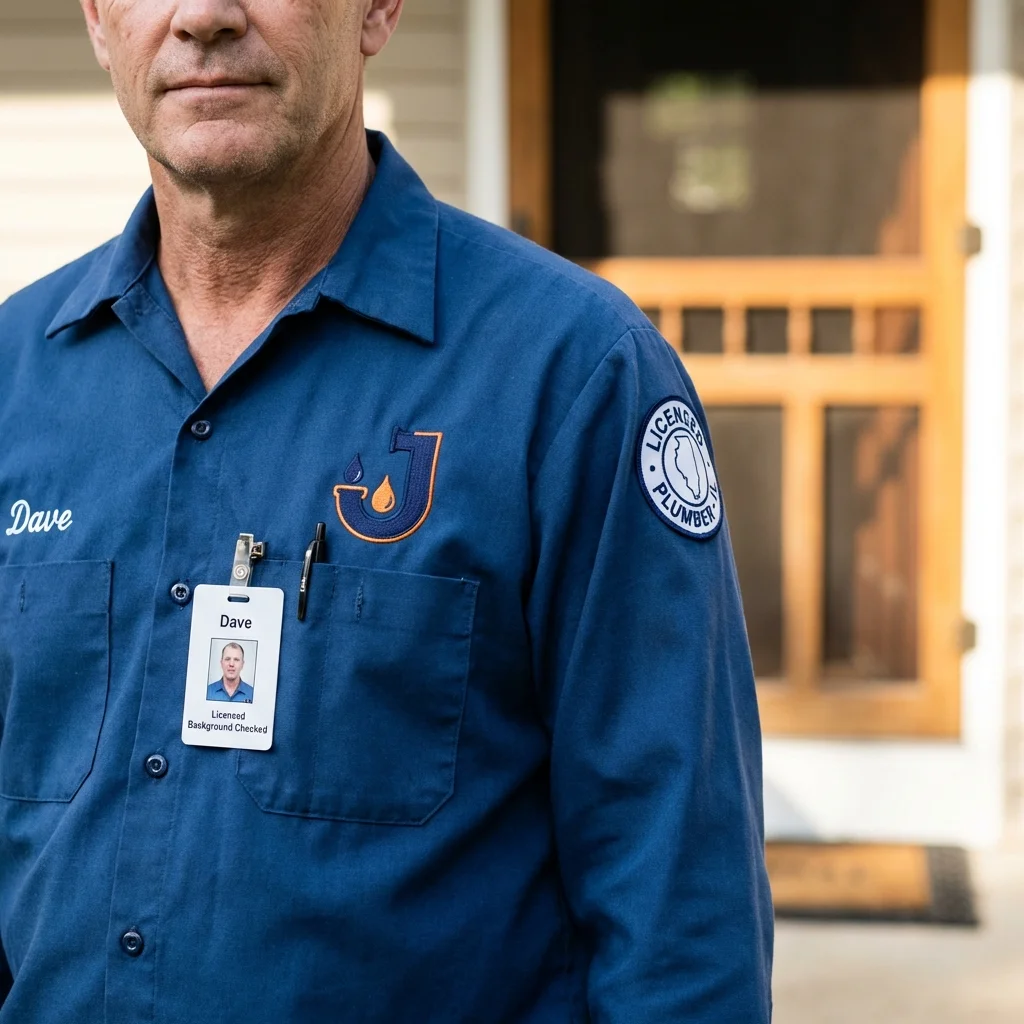 Licensed plumber showing ID badge in Avondale, PA